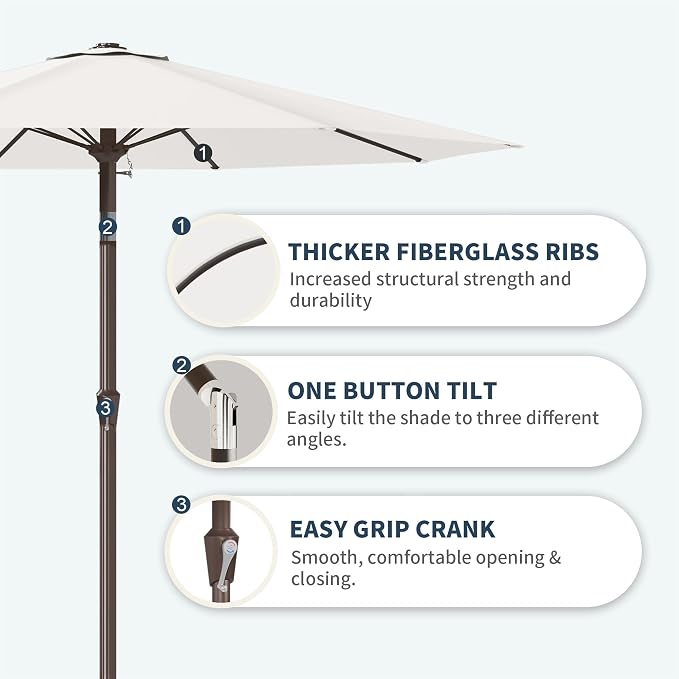 PatioKingdom 11FT Patio Umbrella,Outdoor Umbrella with Push Button Tilt and Crank,Market Table Umbrella with 8 Sturdy Fiberglass Ribs UV Protection