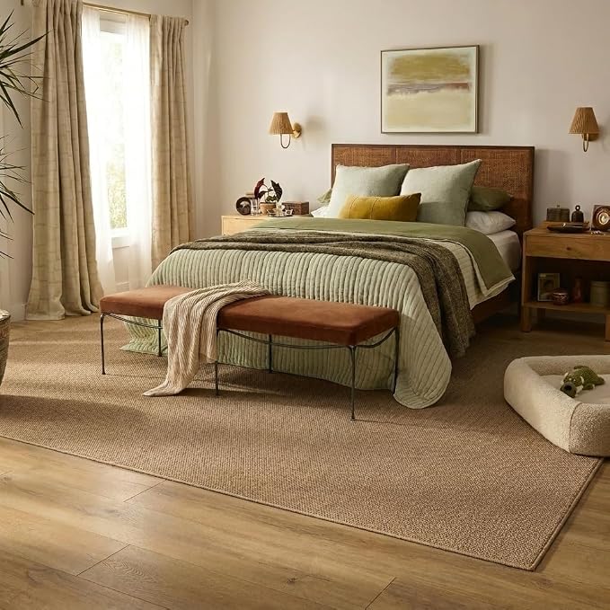Garvee Textured 5x7 Living Room Rugs Modern Solid Color Washable Rug,Brown | Non Slip Neutral Weaving Non Shedding Contemporary Stain Resistant Low Pile Rug for Bedroom Entryway Nursery Dining Room