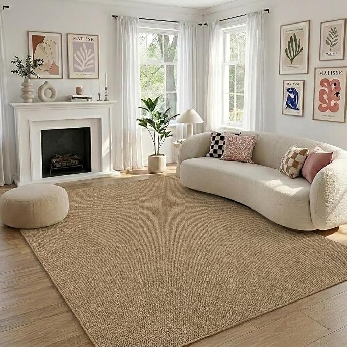 Garvee 9x12 Textured Area Rug for Living Room Washable Area Rugs, Brown | Modern Solid Color Non Slip Non Shedding Stain Resistant Large Neutral Weaving Rug for Dining Room Nursery Bedroom