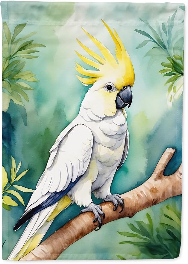 Caroline's Treasures Sulphurcrested Cockatoo Garden Flag Mailbox Flag Decorative Yard Flag Banner Outside Patio Artwork Yard Flower Beds, Garden Size, Multicolor