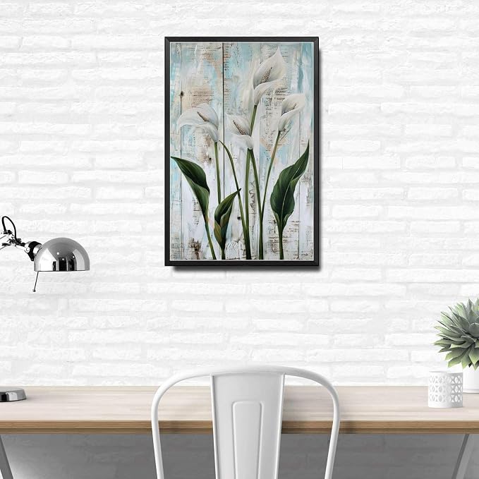 Metal Sign Tin Sign Vintage Vintage Peace Lilies Tin Sign for Shabby Chic Style Green Stem Displays and Corrosion Resistant A Greenhouse Decor for Restaurant 8×12 Inches with Metal Frame