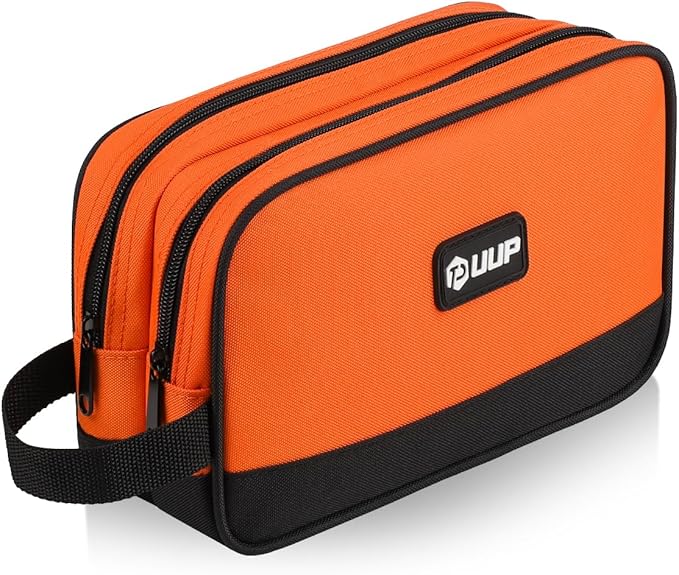 UUP 10 Inch Small Tool Bag, Zipper Tool Pouch Two Compartments Heavy Duty, Utility ToolBag with Carrying Handle, Tools Storage Organizer for Electrician Mechanic, Gift for Men Dad,Orange