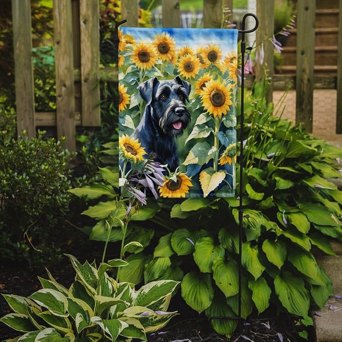 Caroline's Treasures DAC6087GF Giant Schnauzer in Sunflowers Garden Flag Mailbox Flag Decorative Yard Flag Banner Outside Patio Artwork Yard Flower Beds, Garden Size, Multicolor