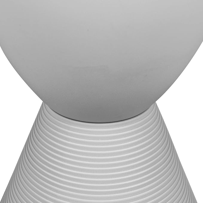 LeisureMod Side Table Modern ABS Ribbed Hourglass End Table Compact Accent Drum Table with Removable Lid for Storage Indoor and Outdoor Use 16.75" H x 11.75" W x 11.75" D Boyd Series in Light Grey
