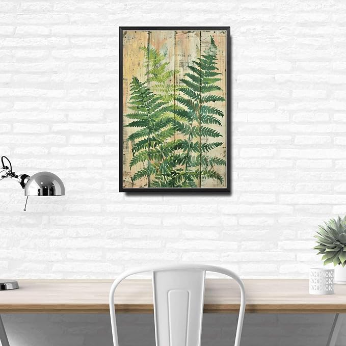 Metal Sign Tin Sign Vintage Antique Botanical Fern Tin Sign for Rustic Wall Art Nature Inspired Spaces and Timeless Elegance Funny Bathroom Wall Decor for Bar 6×8 Inches with Metal Frame