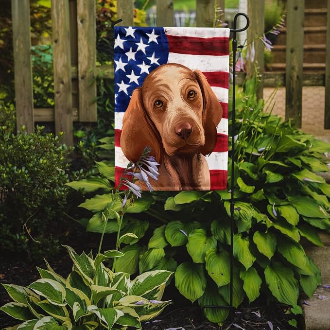 Caroline's Treasures CK6456GF Bracco Italiano Dog American Flag Garden Flag Mailbox Flag Decorative Yard Flag Banner Outside Patio Artwork Yard Flower Beds, Garden Size, Multicolor