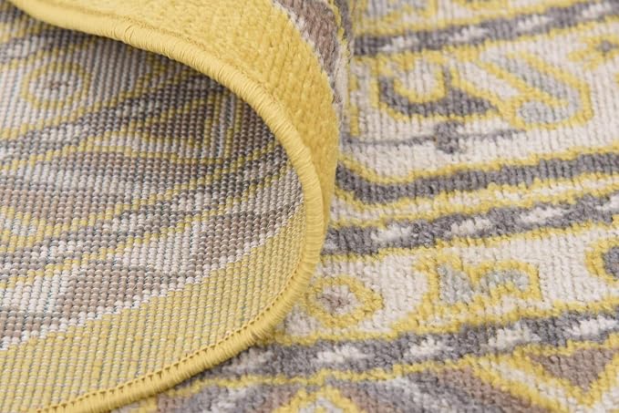 Unique Loom Williamsburg Collection Traditional Border with Dotted Center Area Rug, Round 8' 0" x 8' 0", Yellow/Beige