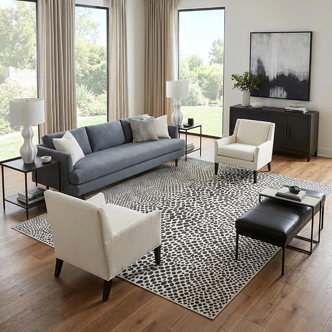 Unique Loom Outdoor Collection Area Rug - Cape Town (10' x 13' 1" Rectangle, Black/ Ivory)