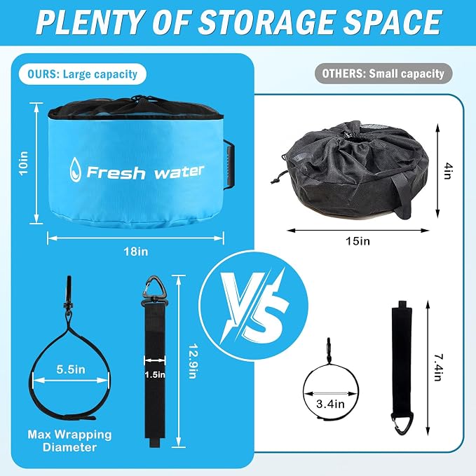 5 Pack RV Sewer Hose Storage with Drawstring Mesh Top, Waterproof RV Accessories Bags Utility Bag Organizer for Garden Fresh Water Hoses Electrical Cords Camper Tools
