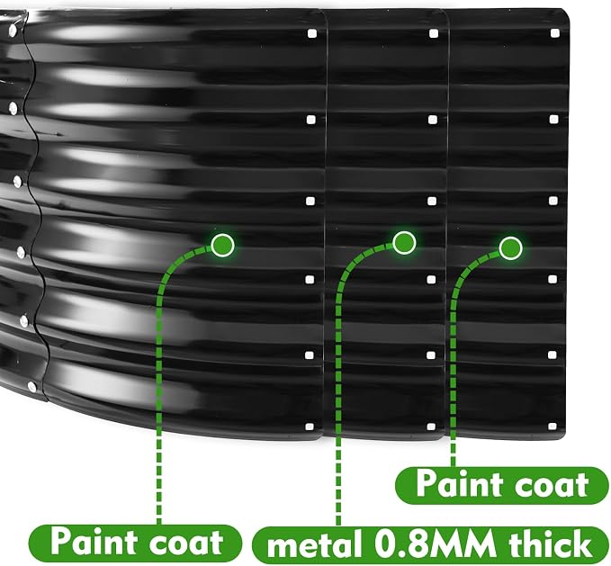 YSEJOMP 17" Tall Round Outdoor Garden Raised Garden Bed Kits-0.8MM Thick Metal Raised Planter Bed/Ground Planter Box for Variety of Flowers,Herbs,Vegetables,Trees (Black, 40 Dia X 16.5 inches)