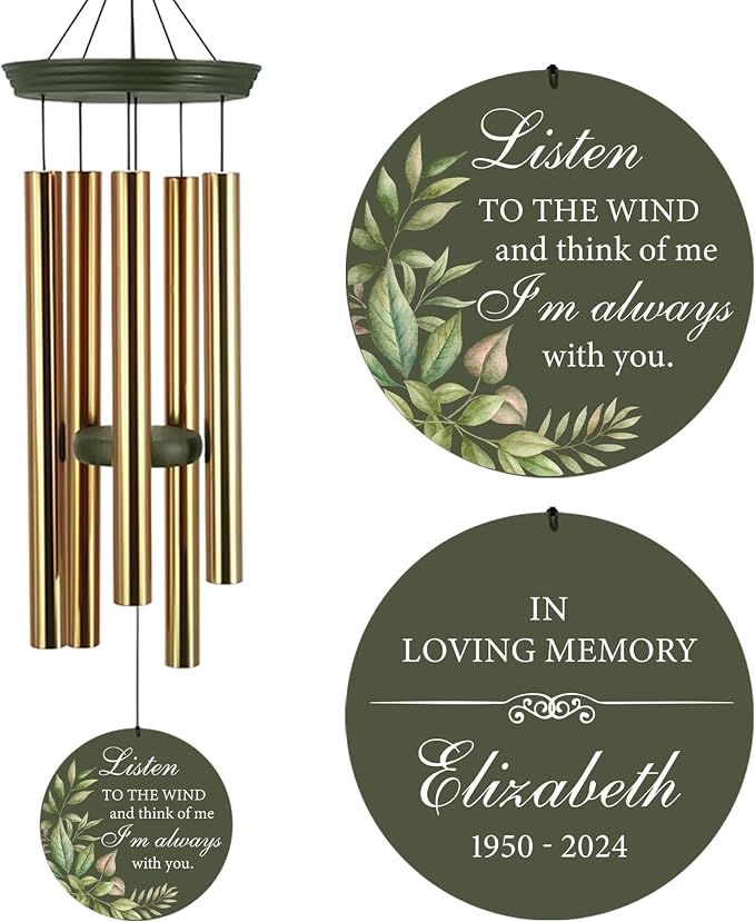 ASTARIN Personalized Memorial 30"/36" Wind Chimes for Loss of Loved One Mom Dad, Produced in Texas Memorial Gifts for Sympathy Bereavement Remember, Deep Tone in Memory of Wind Chimes for Outside