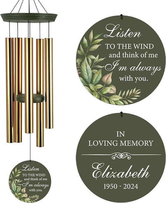ASTARIN Personalized Memorial 30"/36" Wind Chimes for Loss of Loved One Mom Dad, Produced in Texas Memorial Gifts for Sympathy Bereavement Remember, Deep Tone in Memory of Wind Chimes for Outside