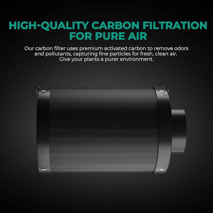 MARS HYDRO 6 Inch Carbon Filter & Pre-Filter for Inline Fan,Grow Tent | Air Filter Odor Control with Australian Virgin Charcoal,Reversible Flange,For Inline Duct/Exhaust Fan,Hydroponics