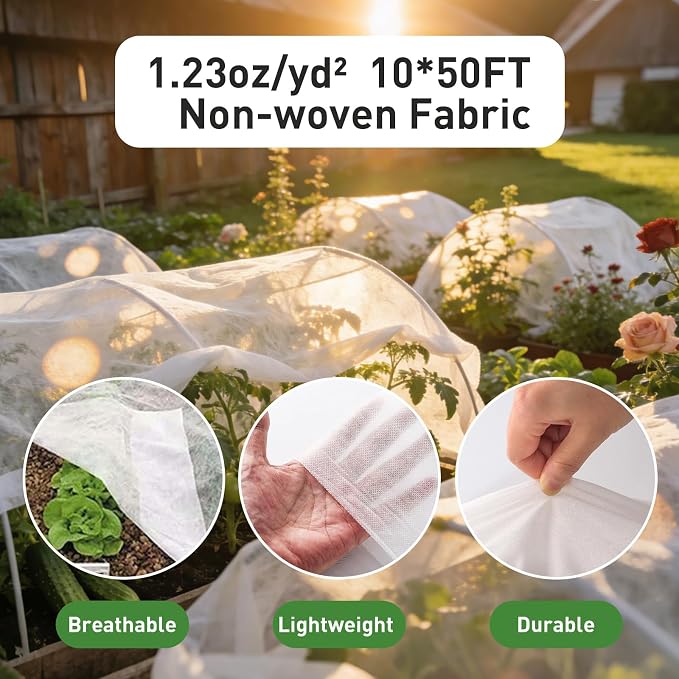 2 Pack Plant Covers Freeze & Sun Protection,10ft x 33ft Frost Cloth Plant Cover Blanket for Outdoor Plants Winter or Floating Row Covers Freeze Protection Garden Covers for Vegetables Insect