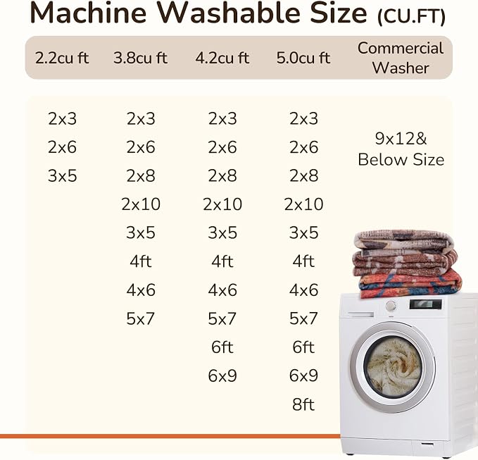 2'x5' Washable Area Rug for Living Room Runner Cream/Camel | Soft Western No Slip Low Pile Print Foldable Indoor Small Rug for Kitchen entrance entryway hallway
