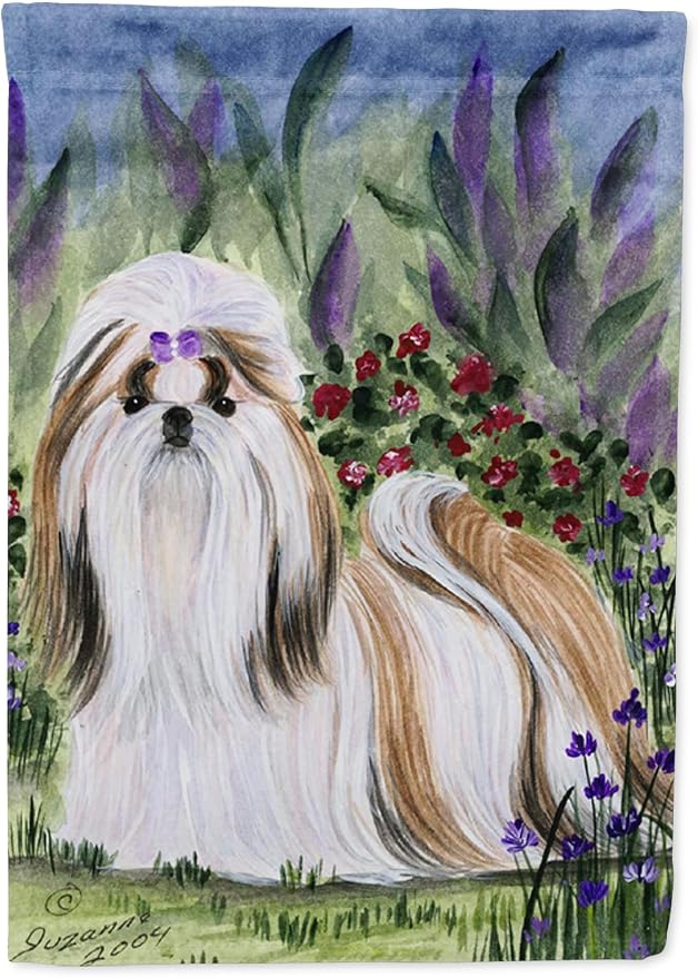 Caroline's Treasures SS8034GF Shih Tzu Garden Flag Mailbox Flag Decorative Yard Flag Banner Outside Patio Artwork Yard Flower Beds, Garden Size, Multicolor