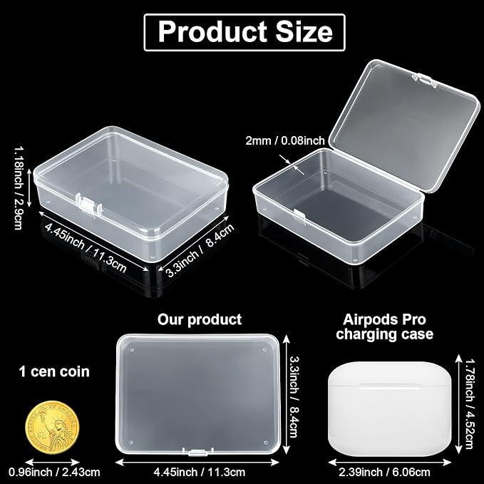 SATINIOR 100 Pcs Clear Plastic Beads Storage Containers Box Small Clear Boxes with Hinged Lid Plastic Arts Case Mini Square Crafts Storage Organizers for Small Items (4.45 x 3.3 x 1.14 Inch)
