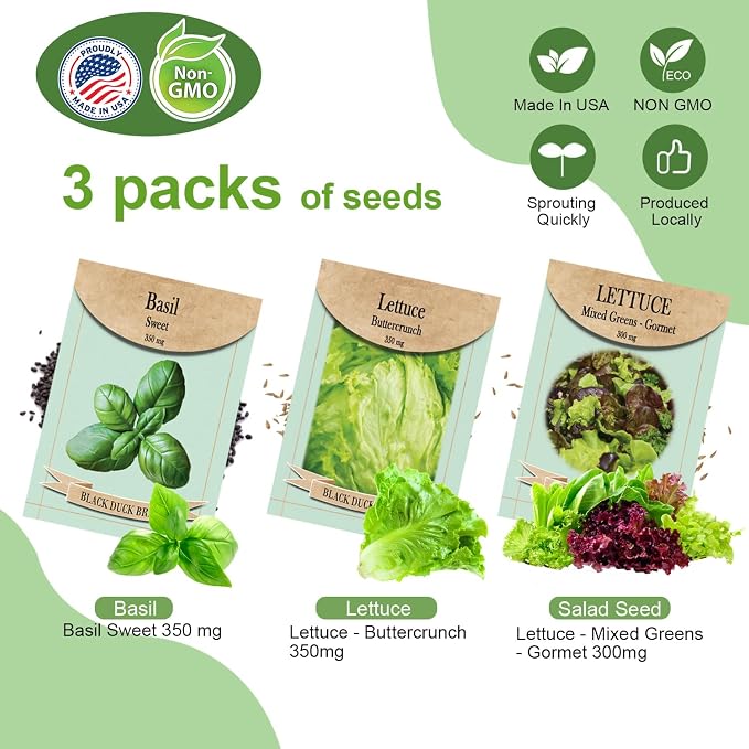 Hydroponic Growing Kit with Nutrient Solution, Seeds & Grow Sponges – Indoor Garden Starter Set for Fresh Herbs & Vegetables (Nutrient & 3 Free Seeds)