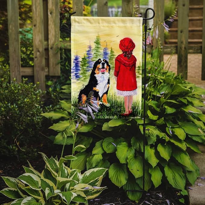 Caroline's Treasures SS8531GF Little Girl with her Bernese Mountain Dog Garden Flag Mailbox Flag Decorative Yard Flag Banner Outside Patio Artwork Yard Flower Beds, Garden Size, Multicolor