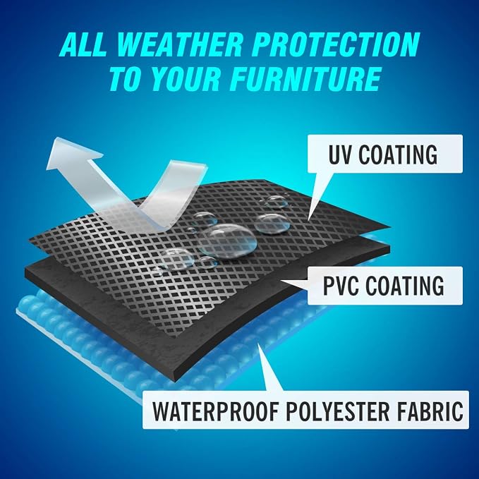 Velway Patio Furniture Cover Outdoor, Waterproof Rectangular Patio Table Chair Sofa Set Cover, 78”Lx63”Wx27”H, All Weather Oxford Tear-Resistant Material with Zipper Carrying Bag Windproof Buckles