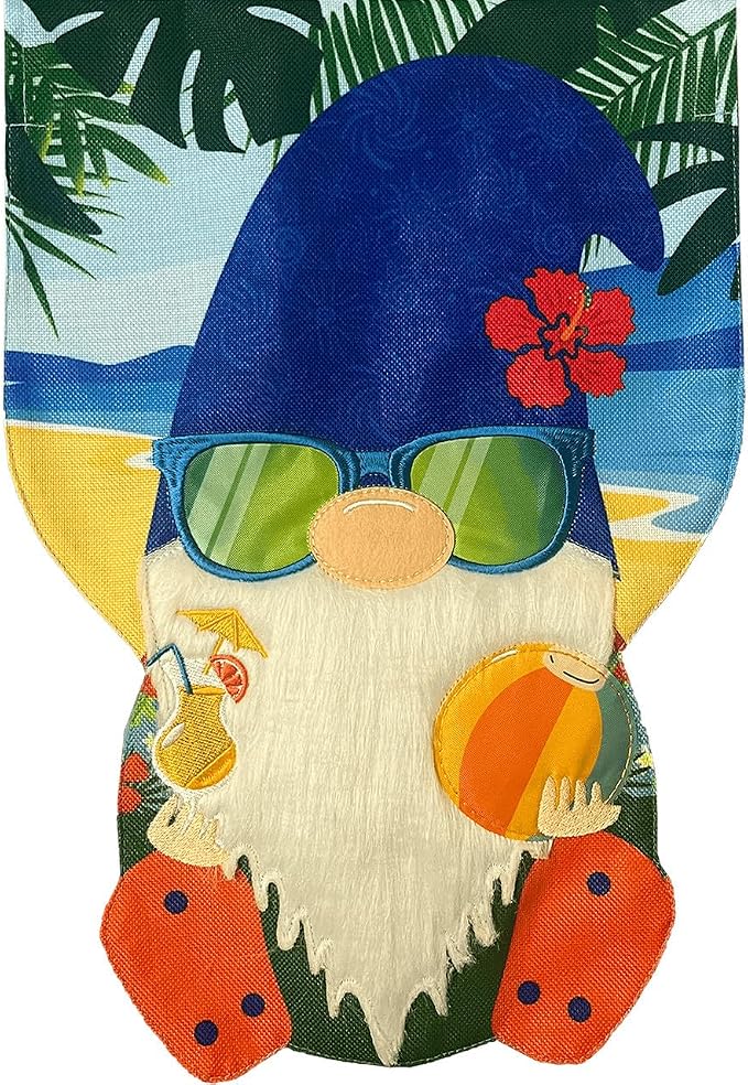 Briarwood Lane Summertime Gnome Burlap House Flag