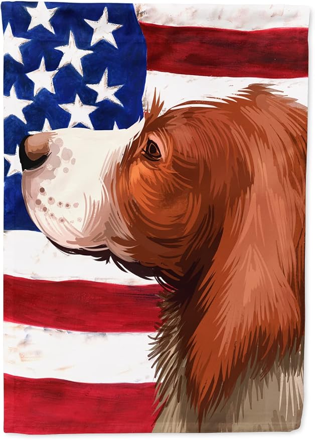 Caroline's Treasures CK6514CHF English Setter Dog American Flag House Flag Large Porch Sleeve Pole Decorative Outside Yard Banner Artwork Wall Hanging, Polyester, House Size, Multicolor