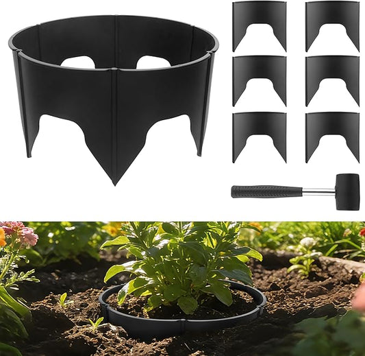 Anothera 48 Pieces Planting Grow Rings, Diameter Range 8.2-15.7 Inches, Interlocking Garden Plant Rings, Black Garden Rings for Plant Support and Soil Moisture Retention
