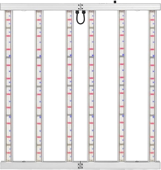 600W LED Grow Lights for Indoor Plants Full Spectrum, Foldable Growing Lamp, 4x4ft Coverage, 6 Bar Diodes Dimmable Daisy Chain Bar Style Grow Light for Indoor Growing