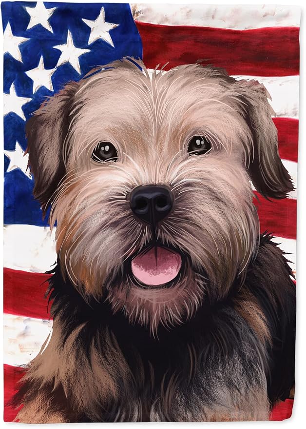 Caroline's Treasures CK6448CHF Border Terrier Dog American Flag House Flag Large Porch Sleeve Pole Decorative Outside Yard Banner Artwork Wall Hanging, Polyester, House Size, Multicolor