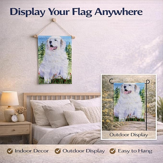Caroline's Treasures SS8866GF Great Pyrenees Garden Flag Mailbox Flag Decorative Yard Flag Banner Outside Patio Artwork Yard Flower Beds, Garden Size, Multicolor