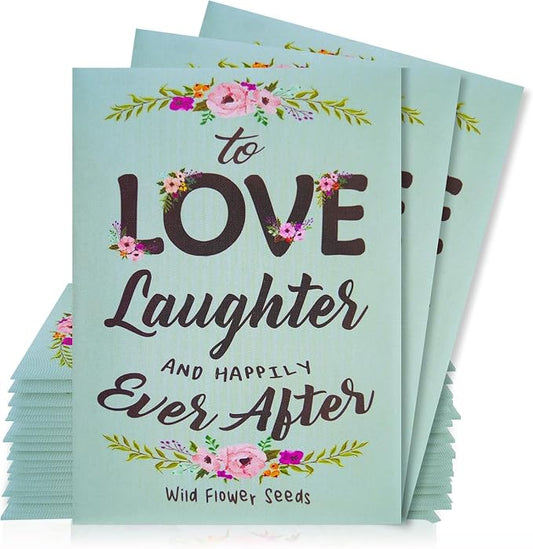 25 Wildflower Seed Packets - Wedding Favors for Guest - Wedding Decorations for Reception - Wild Flower Seeds Throw and Grow Perennial Annual Mix to Attract Pollinators Bees and Butterflies Non-GMO