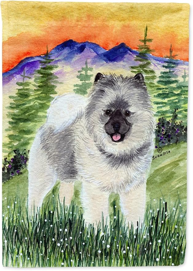 Caroline's Treasures SS8192GF Keeshond Garden Flag Mailbox Flag Decorative Yard Flag Banner Outside Patio Artwork Yard Flower Beds, Garden Size, Multicolor