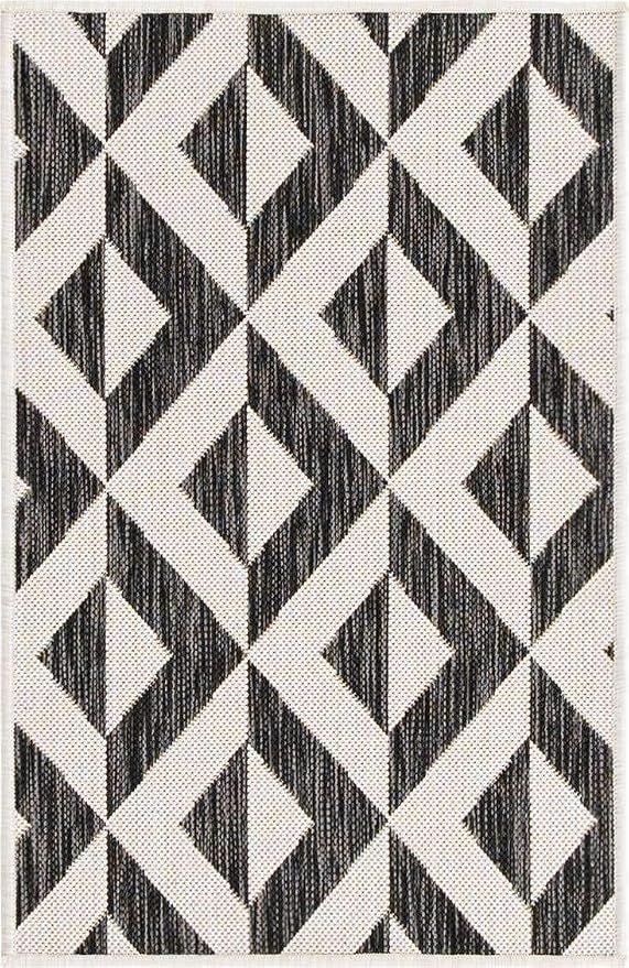 Unique Loom Outdoor Collection Area Rug - Napa (2' x 3' 1' Rectangle, Charcoal Gray/ Ivory)