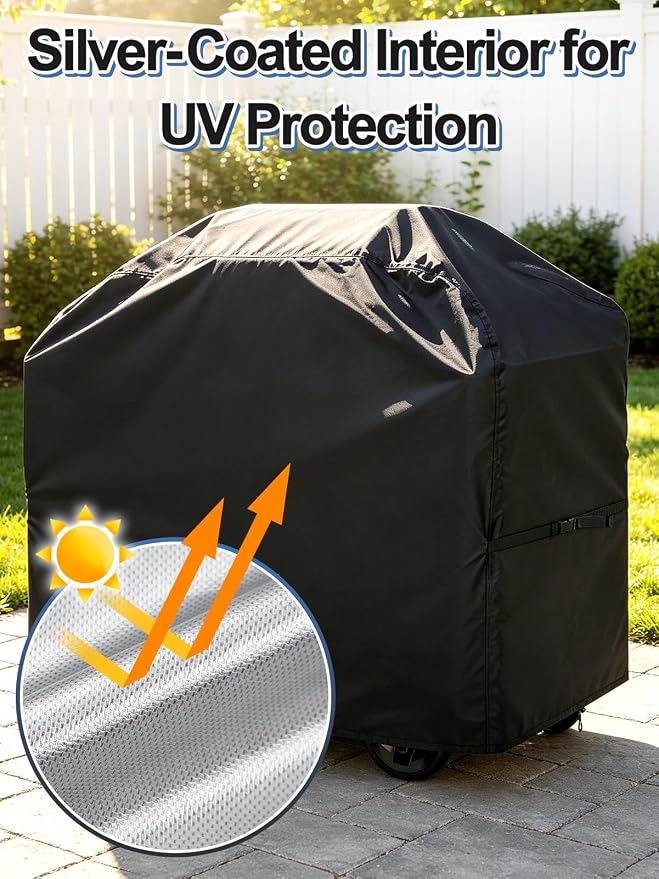 PAMASE 58in Grill BBQ Cover fits Weber Genesis II, LX 300 Series & Genesis 300 Series - Waterproof Gas Cover for Outdoor Grill, UV Fade & Rip Resistant, Compatible with Dyna-Glo, Nexgrill, Char-Broil