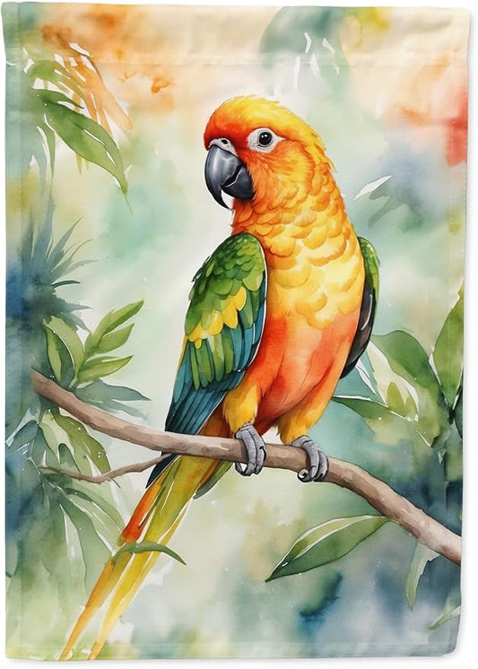 Caroline's Treasures Sun Conure House Flag Large Porch Sleeve Pole Decorative Outside Yard Banner Artwork Wall Hanging, Polyester, House Size, Multicolor