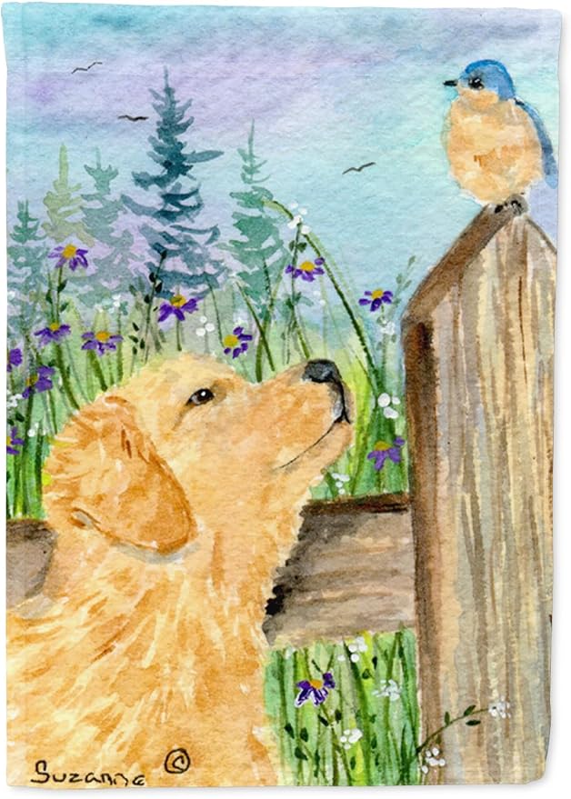 Caroline's Treasures SS8883GF Golden Retriever Garden Flag Mailbox Flag Decorative Yard Flag Banner Outside Patio Artwork Yard Flower Beds, Garden Size, Multicolor