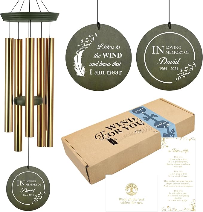 ASTARIN Memorial Angel 36" Wind Chimes, Personalized Name Sympathy Wind Chime, in Memory of Loss Mom Loved One, Large Deep Tone Bereavement Windchimes for Outdoors Outside(Produced in Texas)