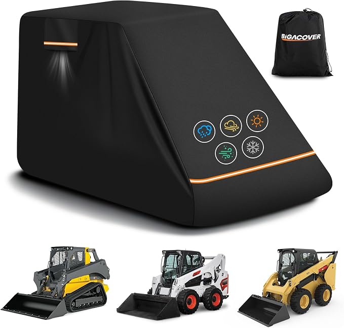 Skid Steer Loader Cover Compatible with Bobcat T770/S650/T650, Caterpillar 262D3/279D3, John Deere 333G, Heavy Duty 600D Oxford Waterproof Skid Steer Loader Cover with PU Coating 150" Lx85 Wx90 H