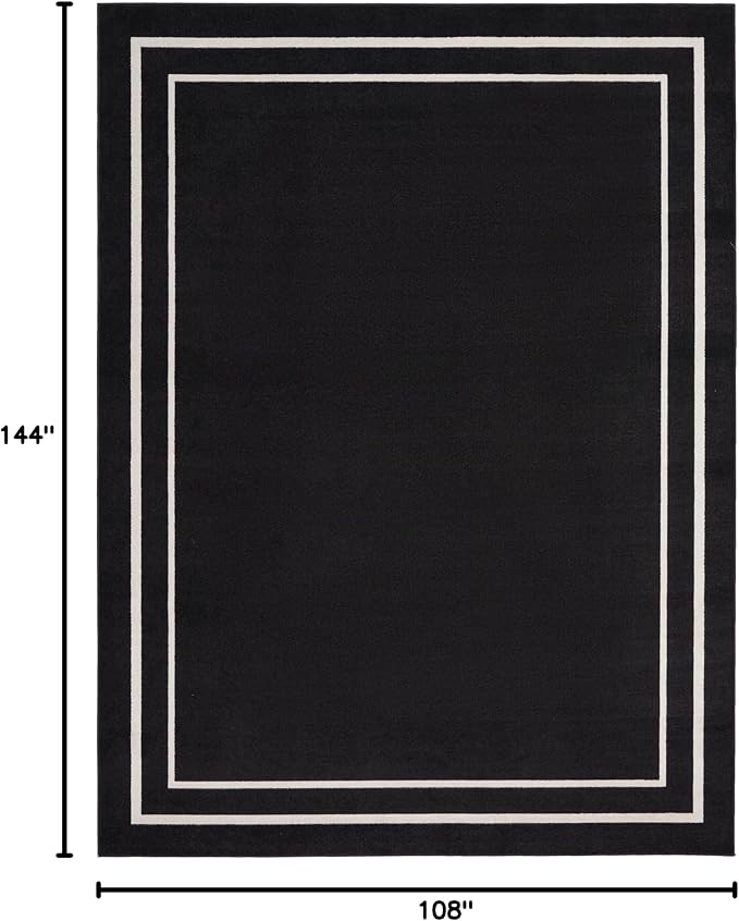 Nourison Home Nourison Essentials Black Ivory 9' x 12' Area Rug - Easy Clean, Non Shedding, Bed Room, Living Room, Dining Room, Kitchen (9' x 12')