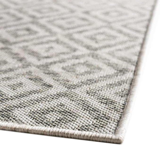 Unique Loom Outdoor Collection Area Rug - Costa Rica (6' 1" x 9' Rectangle, Light Gray/ Ivory)