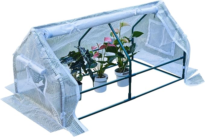 47.2" L × 23.6" W × 23.6" H Mini Greenhouse for Indoor Outdoor,Portable Mini Greenhouse, Heavy-Duty PE Plant Cover Tent , Tabletop Greenhouse for Small Plants, Seedling Humidity Dome White