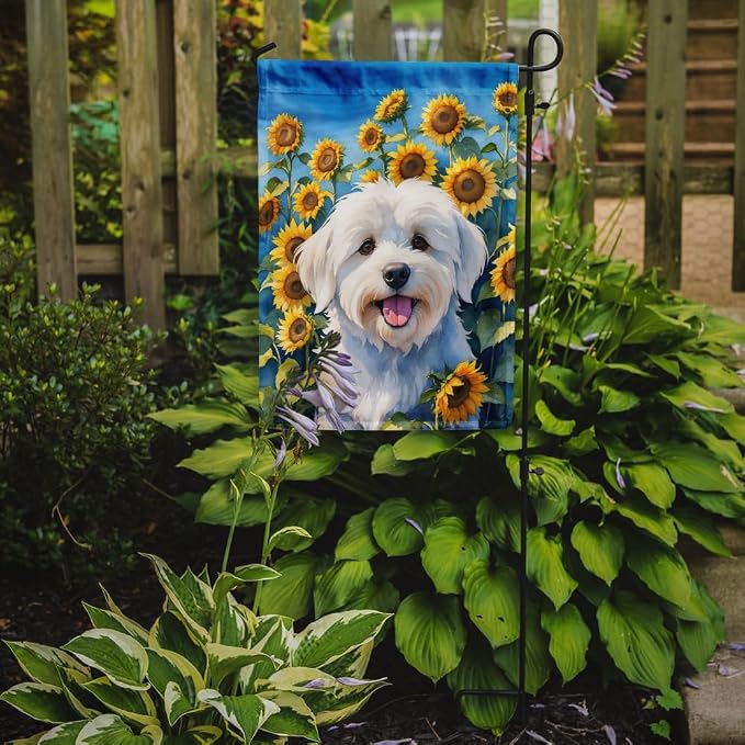 Caroline's Treasures DAC6063GF Coton de Tulear in Sunflowers Garden Flag Mailbox Flag Decorative Yard Flag Banner Outside Patio Artwork Yard Flower Beds, Garden Size, Multicolor