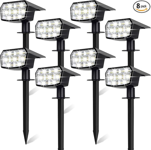 Sucolite 8-Pack Solar Spot Lights Outdoor Waterproof IP65, 3 Lighting Modes 2-in-1 Solar Landscape Spotlights for Yard, 59 LED Solar Powered Wall Lights for Garden Pathway Driveway Walkway, Cool White