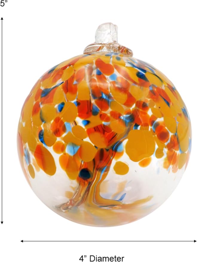 Dale Tiffany Hand Blown Glass, 4" Diameter Aura, Tree of Life Collection, Witch Globe Hanging Garden Indoor/Outdoor Decorative Ornament Gazing Ball