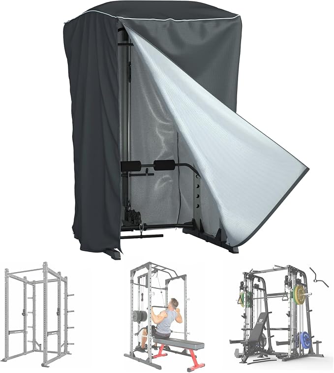 Power Cage Cover for Squat Rack 84x47x69 600D Waterproof Oxford | Garage & Home Gym equipment cover for strength training racks, full zip dustproof waterproof, fits power racks squat cages