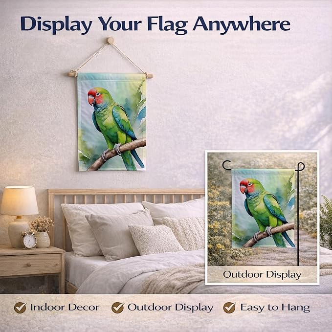 Caroline's Treasures African Ringneck Parrot Garden Flag Mailbox Flag Decorative Yard Flag Banner Outside Patio Artwork Yard Flower Beds, Garden Size, Multicolor