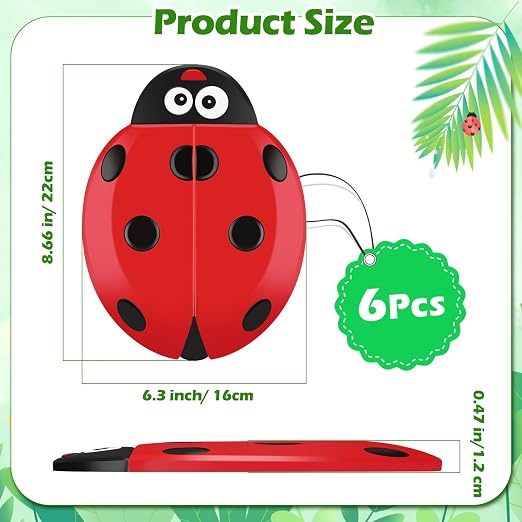 Landical 6 Pcs Ladybug Stepping Stone Garden Stepping Stones Walkway Decorative Stone for Garden Decor Outdoor Flower Beds Yard Decorations