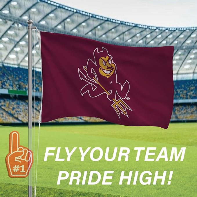 NCAA Arizona State University Flag with Grommets, 3'x5' ASU Sun Devils Outdoor College Flags & Banners for Home Garden Patio Indoor Dorm Wall Décor