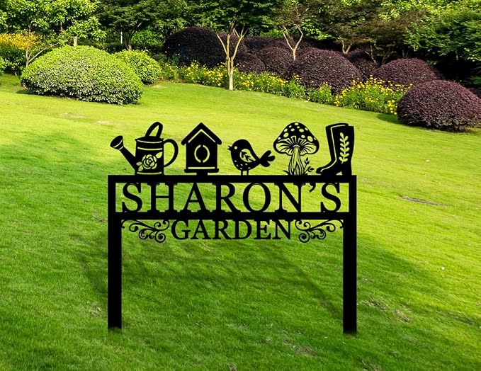 Personalized Garden Sign, Custom Yard Sign With Metal Stake, Garden Signs Decorative Outdoor, Gardens Sign Stake, Lawn Signs, Yard Gifts, Mother Gift