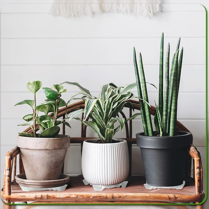 Panelee 6 Pcs Plant Pot Stand Riser Adjustable Cuttable Plastic Under Plant Stand Prevent Water Damage for Outdoor Indoor Pot Holder Garden Patio(11.8 Inch,White)